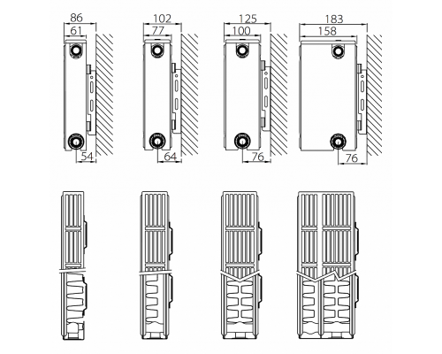 Стальной панельный радиатор отопления с боковым подключением Stelrad Compact 11 03 04