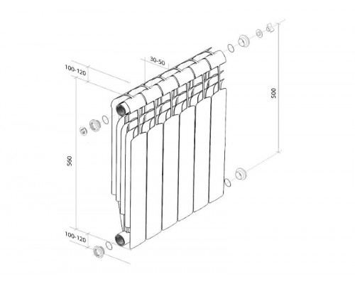 Биметаллический секционный радиатор отопления Royal Thermo Vittoria Super 500 / 4 секции