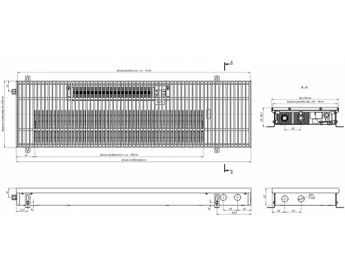 Внутрипольный конвектор с вентилятором Eva KB.65.258.1000