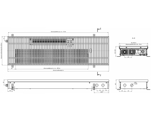 Внутрипольный конвектор с вентилятором Eva KB.80.258.1000