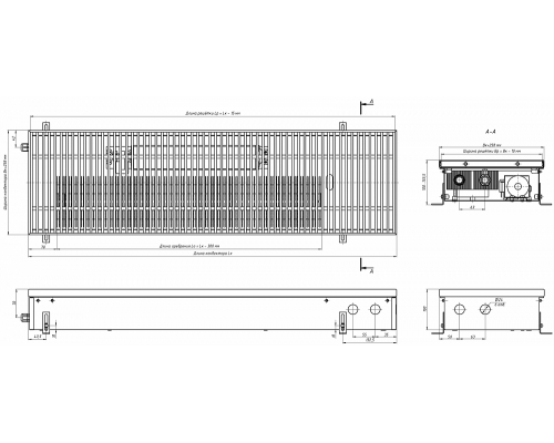 Внутрипольный конвектор с вентилятором Eva KB.100.258.900