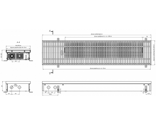 Внутрипольный конвектор с естественной конвекцией Eva K.80.203.1000