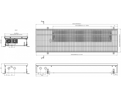 Внутрипольный конвектор с естественной конвекцией Eva K.100.258.900