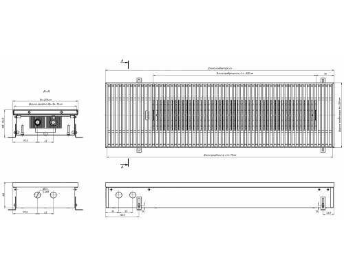 Внутрипольный конвектор с естественной конвекцией Eva KC.100.258.900