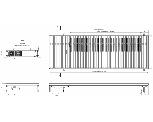 Внутрипольный конвектор с естественной конвекцией Eva K.80.303.900