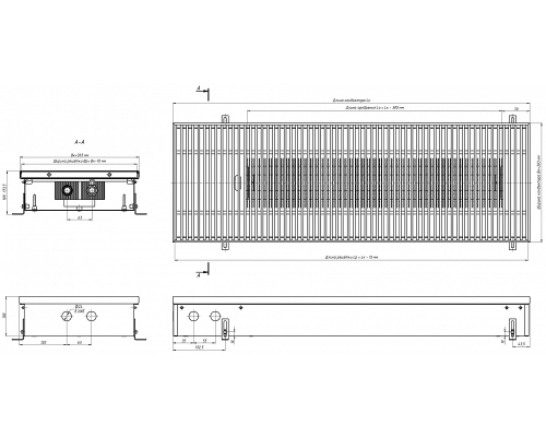 Внутрипольный конвектор с естественной конвекцией Eva KC.100.303.900