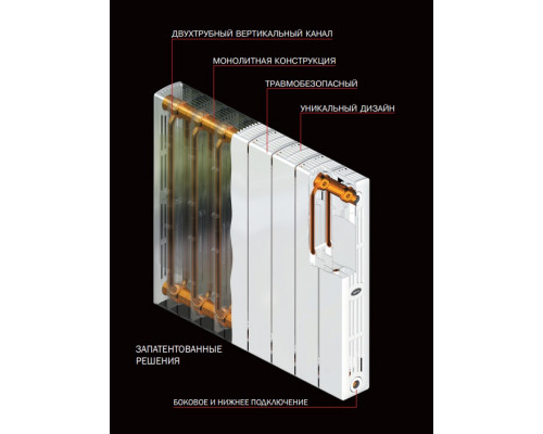Биметаллический секционный радиатор отопления Rifar Supremo 800 / 4 секции