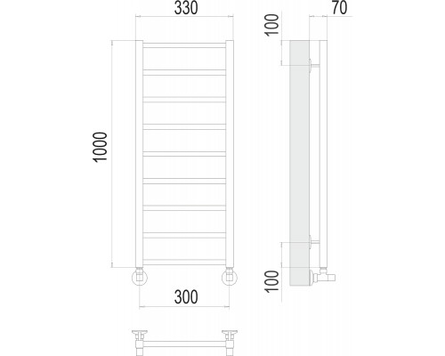 Полотенцесушитель водяной Terminus Контур П9 300х1000