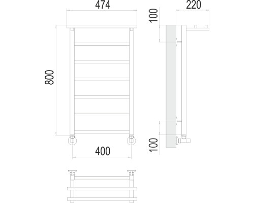 Полотенцесушитель водяной Terminus Контур с полкой П7 400х800