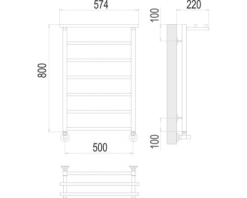 Полотенцесушитель водяной Terminus Контур с полкой П7 500х800