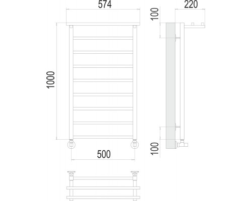 Полотенцесушитель водяной Terminus Контур с полкой П9 500х1000