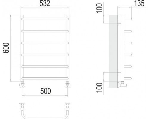 Полотенцесушитель водяной Terminus Стандарт П6 500х600