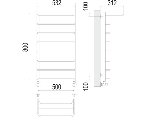 Полотенцесушитель водяной Terminus Полка П8 500х800