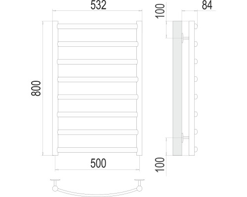 Полотенцесушитель водяной Terminus Атланта+ П8 500х800