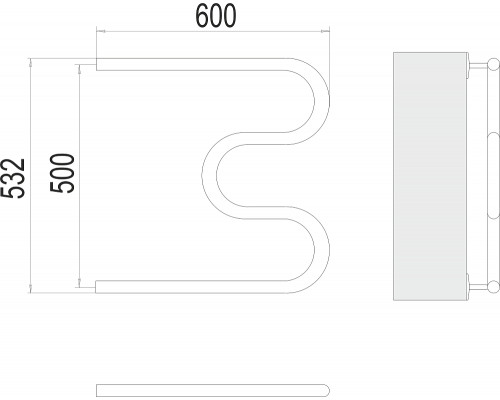 Полотенцесушитель водяной Terminus М-образный 32 (1 ) 500х600