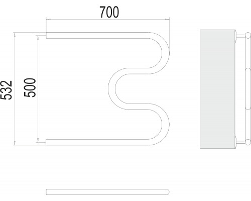 Полотенцесушитель водяной Terminus М-образный бесшовный 32 (1 ) 500х700