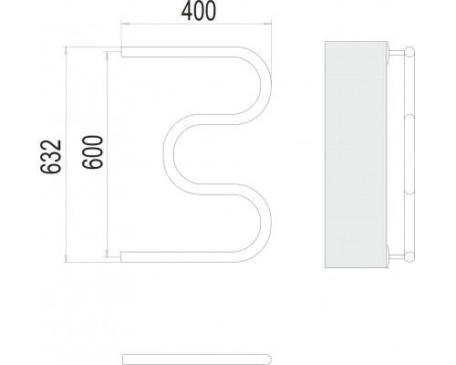 Полотенцесушитель водяной Terminus М-образный бесшовный 32 (1 ) 600х400