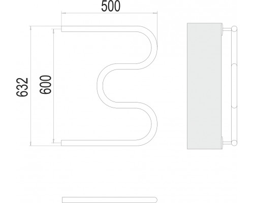 Полотенцесушитель водяной Terminus М-образный бесшовный 32 (1 ) 600х500