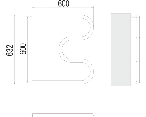 Полотенцесушитель водяной Terminus М-образный бесшовный 32 (1 ) 600х600