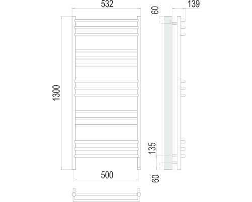 Электрический полотенцесушитель Terminus Прато П15 500х1300 электро (sensor quick touch)