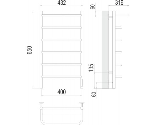 Электрический полотенцесушитель Terminus Полка П6 400х650 Электро (quick touch)