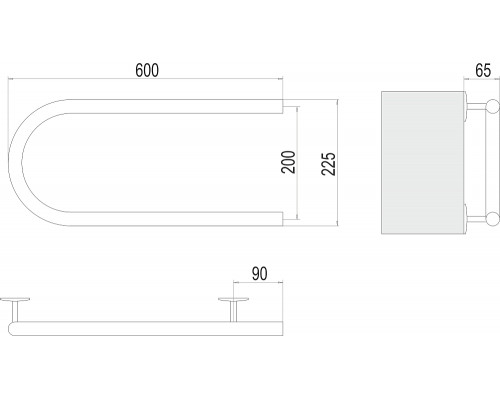 Электрический полотенцесушитель Terminus Электро 25 П-обр 600х200