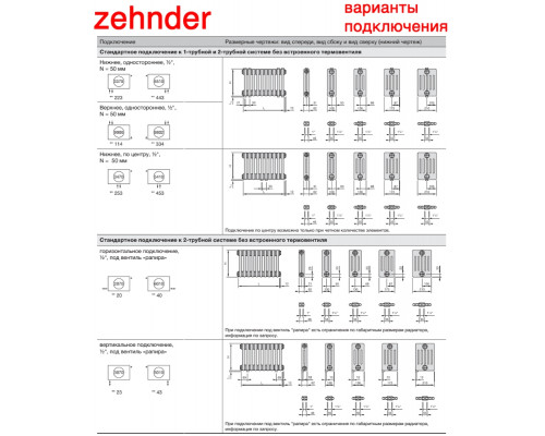 Стальной трубчатый радиатор отопления Zehnder 6150 / 1 секция