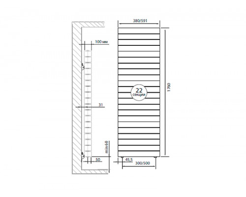 Биметаллический секционный радиатор отопления Royal Thermo PianoForte Tower Silver Satin / 22 секции